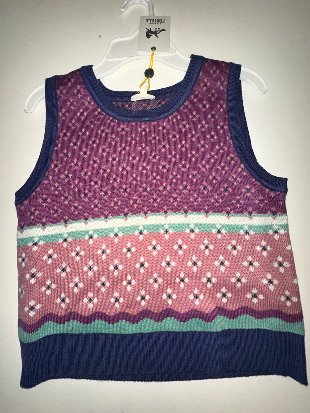 Girls' Purple Patterned Knit Sweater Vest
